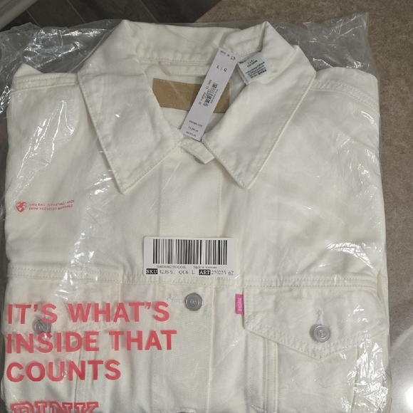 Victoria's Secret Jackets & Blazers - White Denim Jacket with Pink Victoria Secret